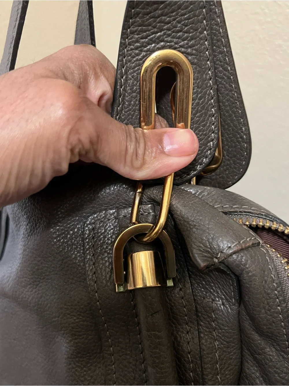 Chloe Brown Leather Satchel with Gold-Tone Hardware